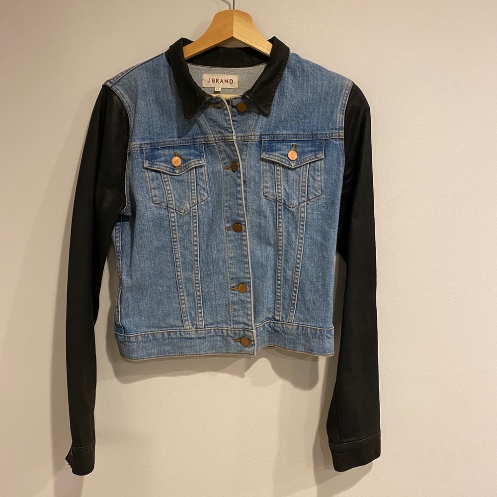 J Brand Jean Jacket Denim Jacket Black Sleeves
